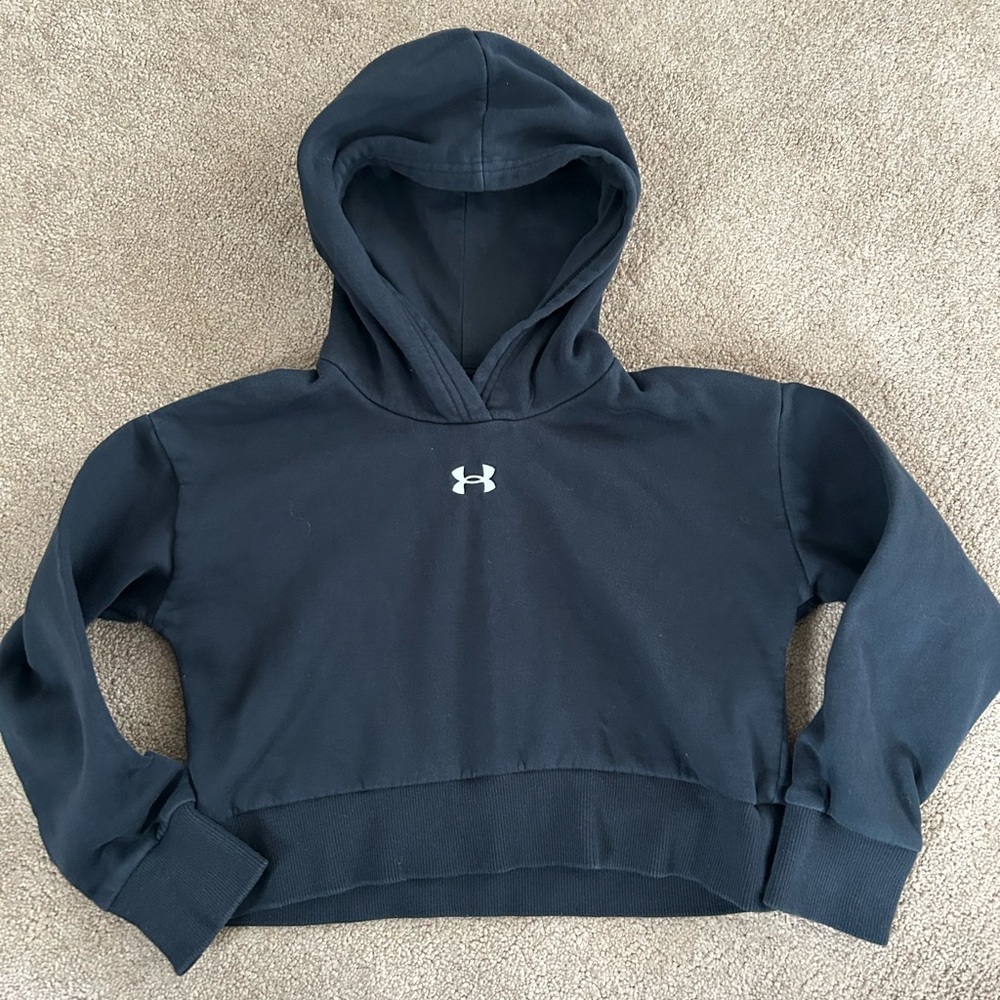 Under Armour Kids crop Hoodie Sweatshirt with White‎ Logo